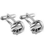 Boutons de manchette homme au design de nœud de mode français, boutons de manchette de chemise de costume de soirée, noir, or, argent