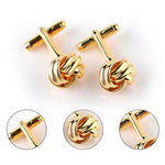Boutons de manchette homme au design de nœud de mode français, boutons de manchette de chemise de costume de soirée, noir, or, argent