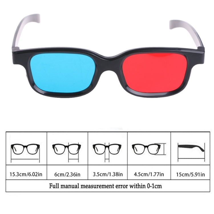 10pcs Lunettes 3D Universelles Monture Noire Rouge Bleu Cyan Anaglyphe 3D 0.2mm Pour Film Jeu DVD