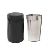 2 ensembles Mini verre à vin extérieur en acier inoxydable, petit ensemble de tasses à boire portable pour la randonnée et le camping avec étui en cuir, petite tasse à boire portable de voyage de 30 ml