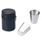 2 ensembles Mini verre à vin extérieur en acier inoxydable, petit ensemble de tasses à boire portable pour la randonnée et le camping avec étui en cuir, petite tasse à boire portable de voyage de 30 ml