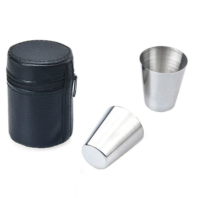 2 ensembles Mini verre à vin extérieur en acier inoxydable, petit ensemble de tasses à boire portable pour la randonnée et le camping avec étui en cuir, petite tasse à boire portable de voyage de 30 ml