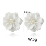 2 paires de boucles d'oreilles pendantes rondes avec perles et fleurs blanches adorables