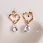 2 Paires Boucles d'Oreilles Élégantes pour Femmes en Forme de Cœur en Cristal