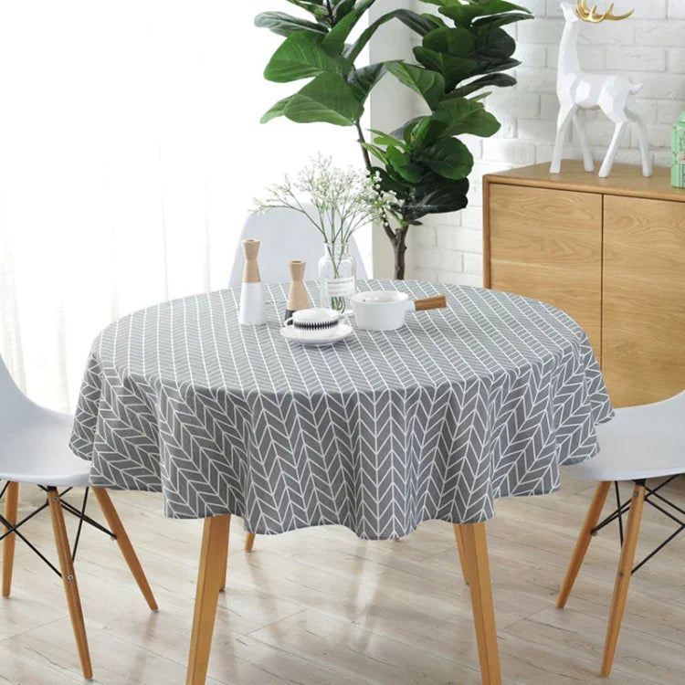 Nappe ronde en polyester coton anti-poussière, nappe imprimée coton et lin, 100cm, 120cm, 150cm