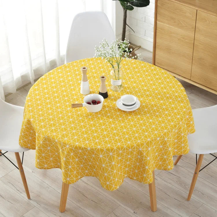 Nappe ronde en polyester coton anti-poussière, nappe imprimée coton et lin, 100cm, 120cm, 150cm