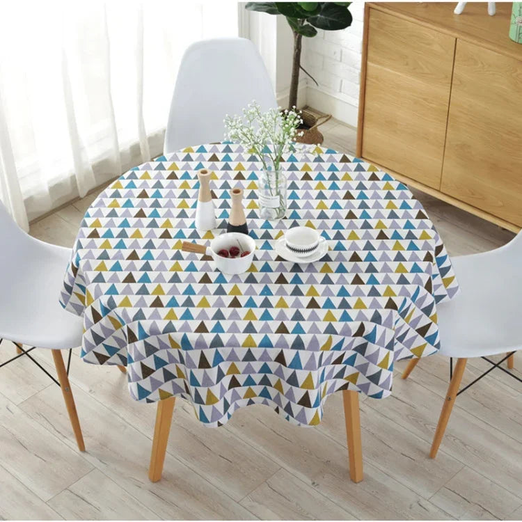 Nappe ronde en polyester coton anti-poussière, nappe imprimée coton et lin, 100cm, 120cm, 150cm