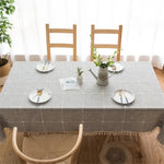 Nappe brodée à motif quadrillé carré Couleur unie Coton Lin avec pompons Tapis rectangulaire pour table basse, 60x60cm, 90x90cm, 90x140cm, 110x110cm, 100x160cm, 110x170cm, 140x140cm, 140x180cm, 140x200cm
