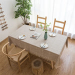 Nappe brodée à motif quadrillé carré Couleur unie Coton Lin avec pompons Tapis rectangulaire pour table basse, 140x220cm, 140x240cm, 140x260cm, 140x300cm