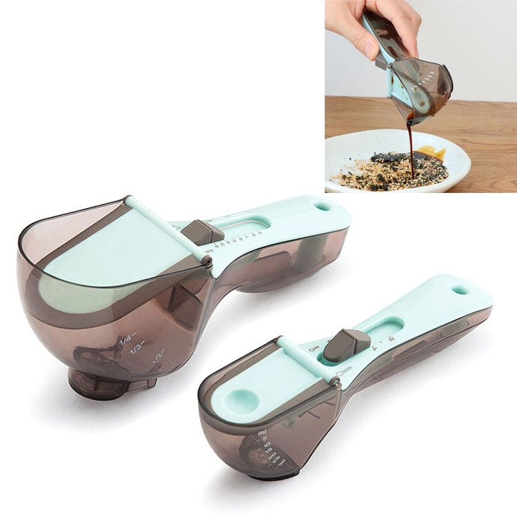Ustensile de cuisine Cuillère doseuse en plastique Outil de cuisson réglable Cuillère à mesurer, 1 grand 1 petit ensemble, 4 petites pièces, 3 grandes pièces