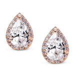 Boucles d'oreilles clous mode cœur zircon, or rose, or, blanc