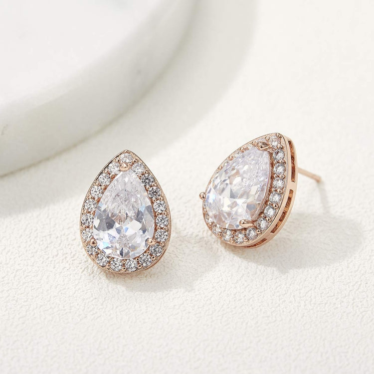 Boucles d'oreilles clous mode cœur zircon, or rose, or, blanc