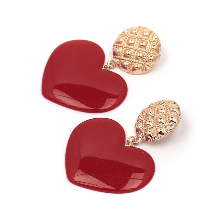 Peach Heart Earrings Retro Series Acrylic Stud Earrings for Women, Black, Red pink, Red, Yellow, Blue, Cold Pink, Rose red, White, Light Pink, Light Skin Pink, Light Brown, Skin Pink, Deep Blue, Khaki, Purple