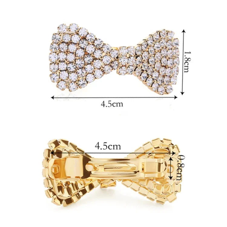 2 Pcs Épingles à Cheveux en Strass et Nœud Papillon pour Femme