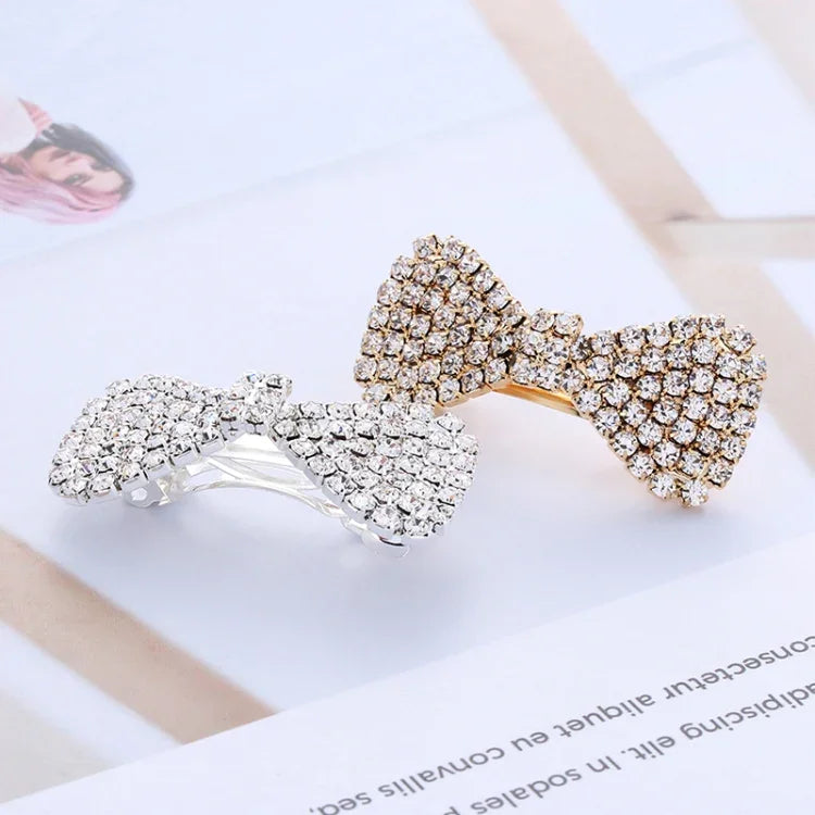 2 Pcs Épingles à Cheveux en Strass et Nœud Papillon pour Femme