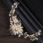 Serre-tête en perles dorées, diadèmes en cristal et strass, peignes à cheveux de mariée, parure de tête, perles dorées