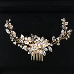 Serre-tête en perles dorées, diadèmes en cristal et strass, peignes à cheveux de mariée, parure de tête, perles dorées