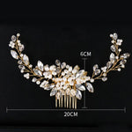 Serre-tête en perles dorées, diadèmes en cristal et strass, peignes à cheveux de mariée, parure de tête, perles dorées