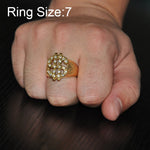 Bagues Chevalières en Forme de Signe Dollar US Bling Rock Plaqué Or pour Hommes, Or