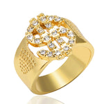 Bagues Chevalières en Forme de Signe Dollar US Bling Rock Plaqué Or pour Hommes, Or