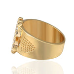 Bagues Chevalières en Forme de Signe Dollar US Bling Rock Plaqué Or pour Hommes, Or