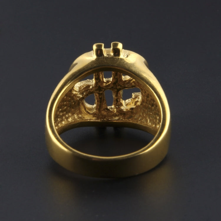 Bagues Chevalières en Forme de Signe Dollar US Bling Rock Plaqué Or pour Hommes, Or