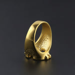 Bagues Chevalières en Forme de Signe Dollar US Bling Rock Plaqué Or pour Hommes, Or