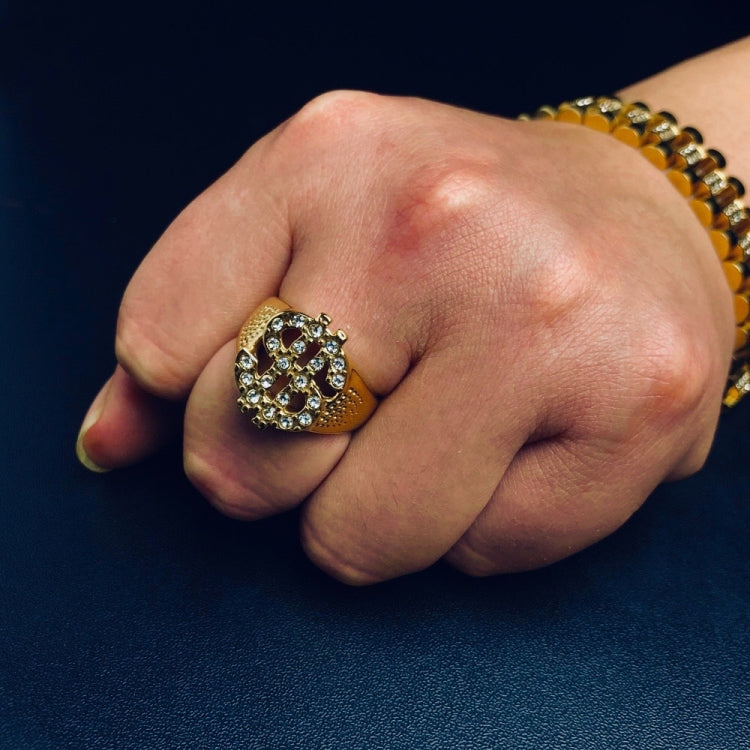 Bagues Chevalières en Forme de Signe Dollar US Bling Rock Plaqué Or pour Hommes, Or