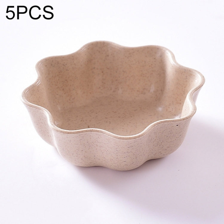5 Pièces Plats Créatifs en Forme de Prune, Assiette à Condiments en Paille de Blé, Assiette à Snacks, Sauce Chili, Ketchup, Vinaigrette, Saler, Taille: 7x7x2.5cm
