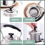 Bouilloire sifflante en acier inoxydable pour cuisinière à induction, son de piano classique, pot chantant sans chaleur magnétique, 1L, 1.5L, 2L, 3L
