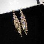 Boucles d'oreilles pendantes bicolores Super Flash Diamond pour femmes, boucles d'oreilles à clip dorées, boucles d'oreilles à clou dorées, boucles d'oreilles à clip argentées, boucles d'oreilles à clou argentées