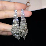 Boucles d'oreilles pendantes bicolores Super Flash Diamond pour femmes, boucles d'oreilles à clip dorées, boucles d'oreilles à clou dorées, boucles d'oreilles à clip argentées, boucles d'oreilles à clou argentées