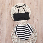 Maillot de bain bébé fille mignon à rayures, triangle avec nœud, tenue de plage princesse fière, 70, 80, 90, 100, 110