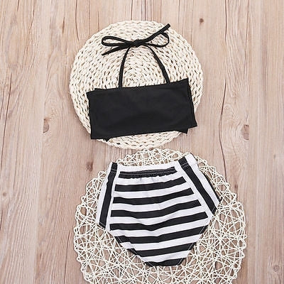 Maillot de bain bébé fille mignon à rayures, triangle avec nœud, tenue de plage princesse fière, 70, 80, 90, 100, 110