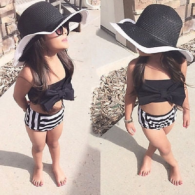 Maillot de bain bébé fille mignon à rayures, triangle avec nœud, tenue de plage princesse fière, 70, 80, 90, 100, 110