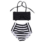 Maillot de bain bébé fille mignon à rayures, triangle avec nœud, tenue de plage princesse fière, 70, 80, 90, 100, 110