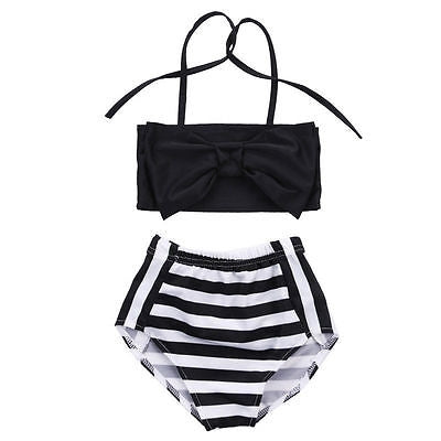 Maillot de bain bébé fille mignon à rayures, triangle avec nœud, tenue de plage princesse fière, 70, 80, 90, 100, 110