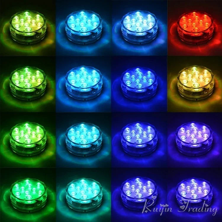 Lampe submersible étanche d'aquarium à bouton de plongée RVB sous l'eau