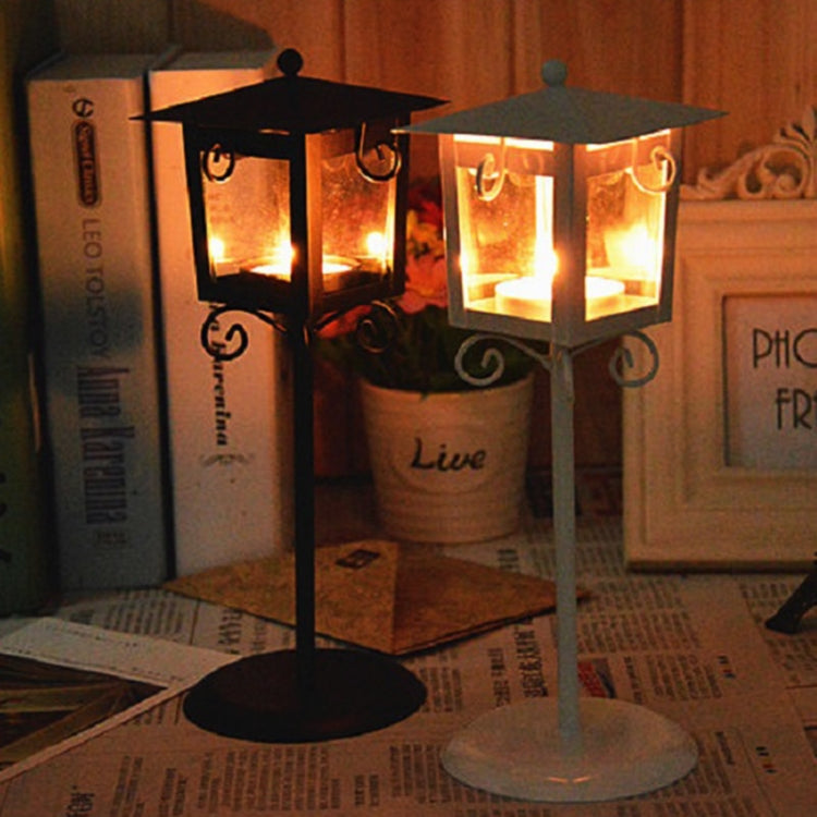 Support de bougie en verre forgé rétro pour lampe de rue, décoration de mariage à la maison, noir, blanc