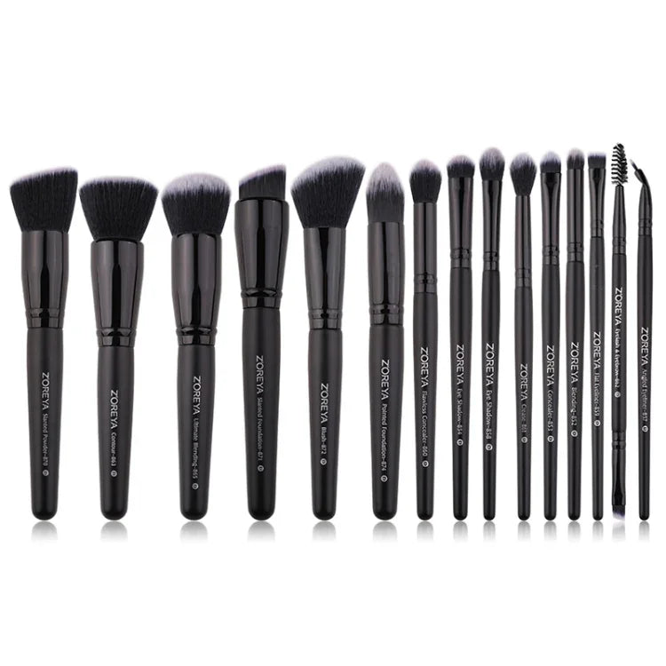 Zoreya Brand Pinceaux de Maquillage Professionnels en Poils Synthétiques Doux Ensemble d'Outils de Maquillage des Yeux Pinceaux Anti-Cruauté Noirs pour Estomper les Plis et le Fond de Teint