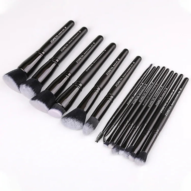 Zoreya Brand Pinceaux de Maquillage Professionnels en Poils Synthétiques Doux Ensemble d'Outils de Maquillage des Yeux Pinceaux Anti-Cruauté Noirs pour Estomper les Plis et le Fond de Teint