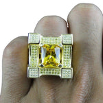 Men Luxurious Microencrusted Zircon Ring, Gold