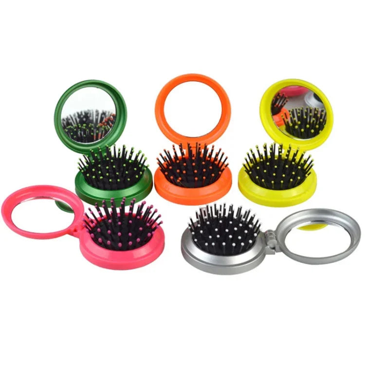 10 peignes pliables portables de massage de voyage, petits et ronds, couleur aléatoire