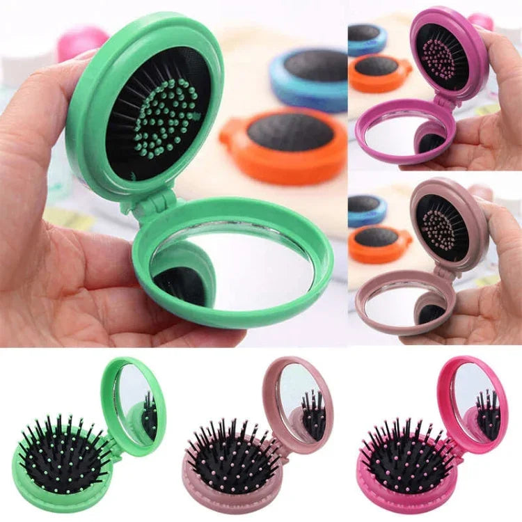 10 peignes pliables portables de massage de voyage, petits et ronds, couleur aléatoire