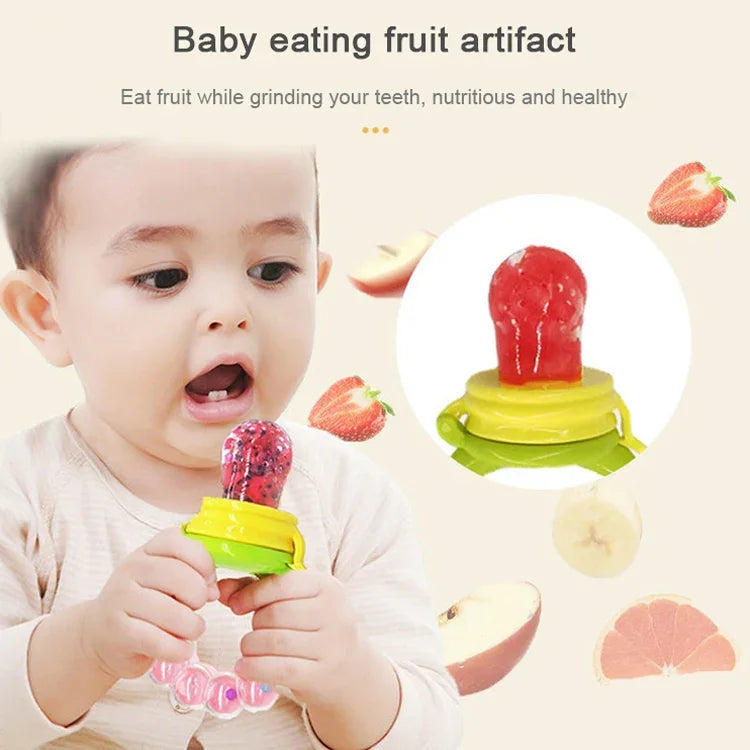 Biberon d'apprentissage à poignée avec anneau de dentition, anneau de dentition, tétine pour bébé, aliments frais, fruits, lait, avec clochette, S