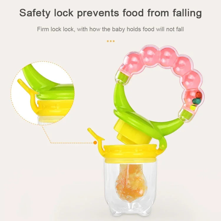 Biberon d'apprentissage à poignée avec anneau de dentition, anneau de dentition, tétine pour bébé, aliments frais, fruits, lait, avec clochette, S