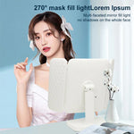Miroir de Maquillage Carré Pliant à LED Simple et Élégant, Lampe Monochromatique à Brancher, Lampe Monochromatique Modèle Rechargeable, Lampe Tricolore Modèle Rechargeable