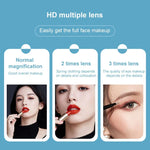 Miroir de Maquillage Carré Pliant à LED Simple et Élégant, Lampe Monochromatique à Brancher, Lampe Monochromatique Modèle Rechargeable, Lampe Tricolore Modèle Rechargeable