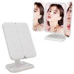Miroir de Maquillage Carré Pliant à LED Simple et Élégant, Lampe Monochromatique à Brancher, Lampe Monochromatique Modèle Rechargeable, Lampe Tricolore Modèle Rechargeable