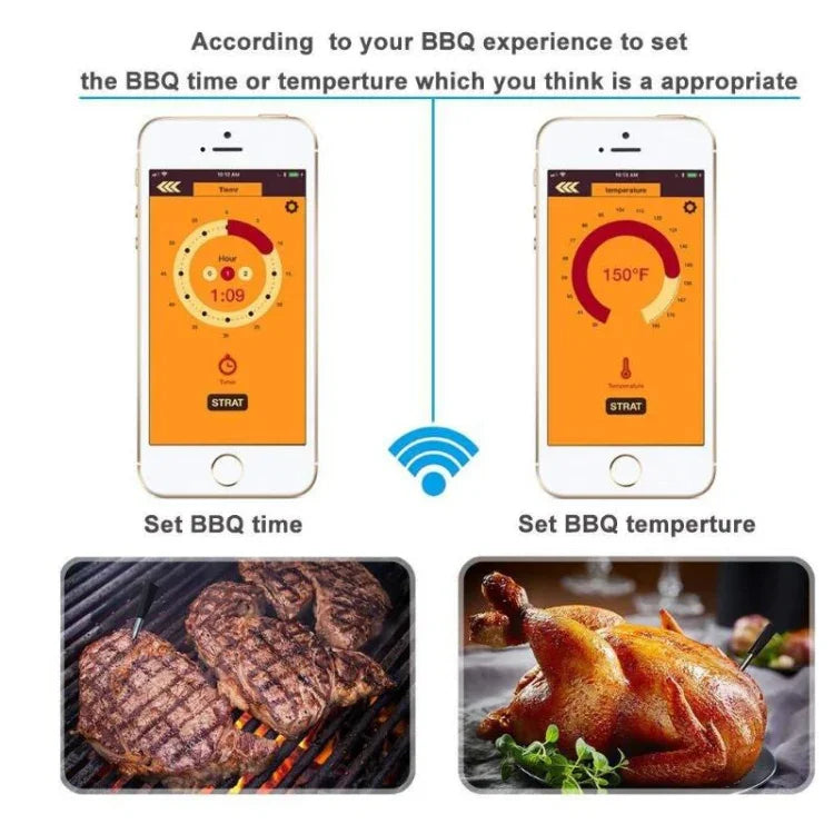 Thermomètre intelligent sans fil Bluetooth pour four à barbecue, plage de température des aliments : 0-100 degrés